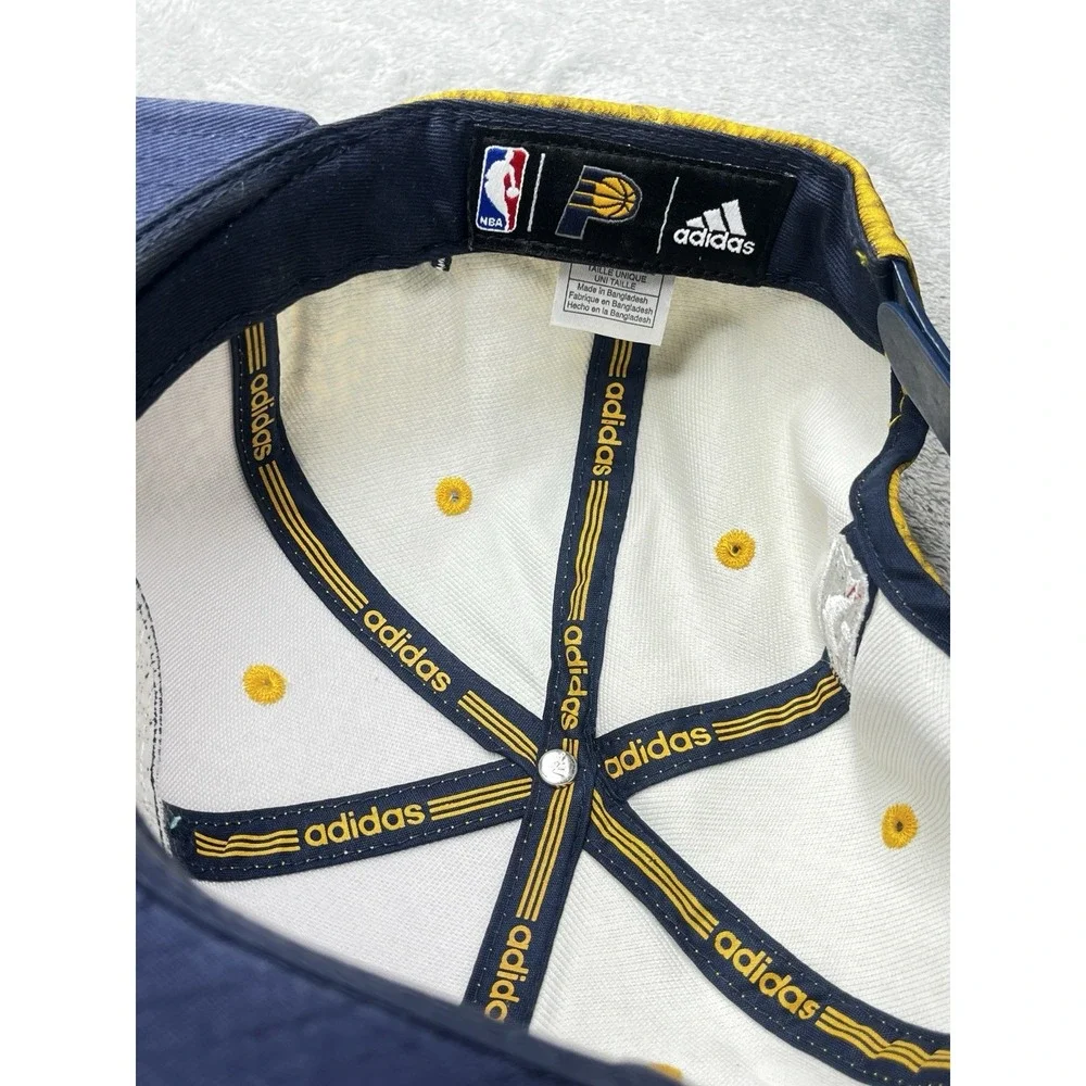 Adidas Indiana‎ Pacers NBA Snapback Hat Yellow Blue Knit Pattern Flat Brim Cap